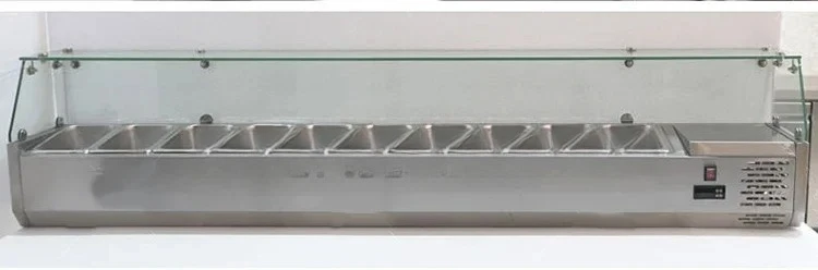 #Desktop Salad Cabinet SLT1500Z-A Commercial Pizza Spreading Table Refrigerated Salad Cabinet Dessert Freezer Refrigerator 220v