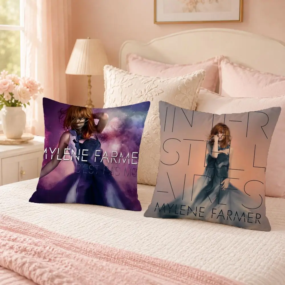 Pop Singer M-Mylene FarmerS Cushion Cover Soft Skin Friendly Cloud Like Comfort Pillow Cover for Sofa Bed Seat