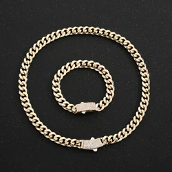 Classic copper material 0.6/0.8/1 cm wide Cuban chain necklace Monaco brooch black and white bracelet men and women jewelry gift