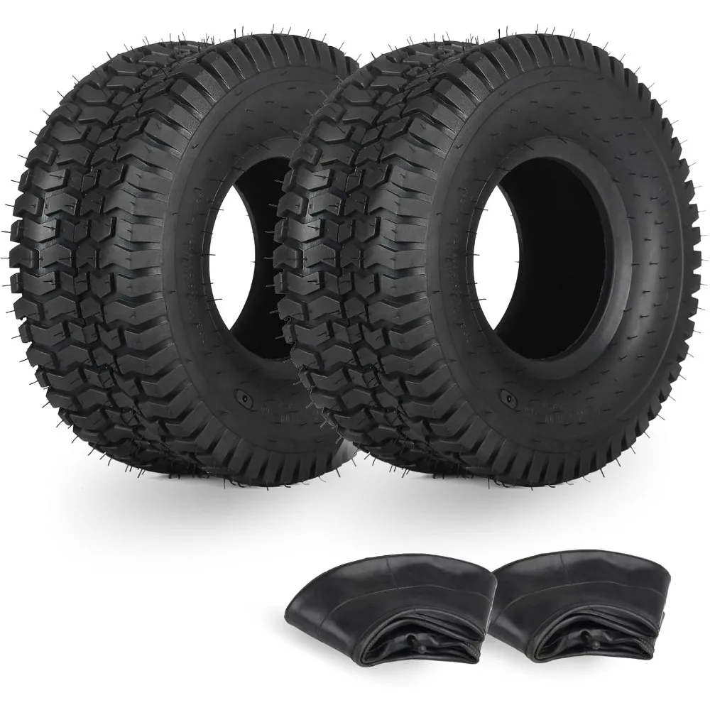 

15x6.00-6 Tire and Inner Tube Set with TR-13 Straight Valve Stem Replacement Riding Mower Front Wheel Assembly 2 Pack
