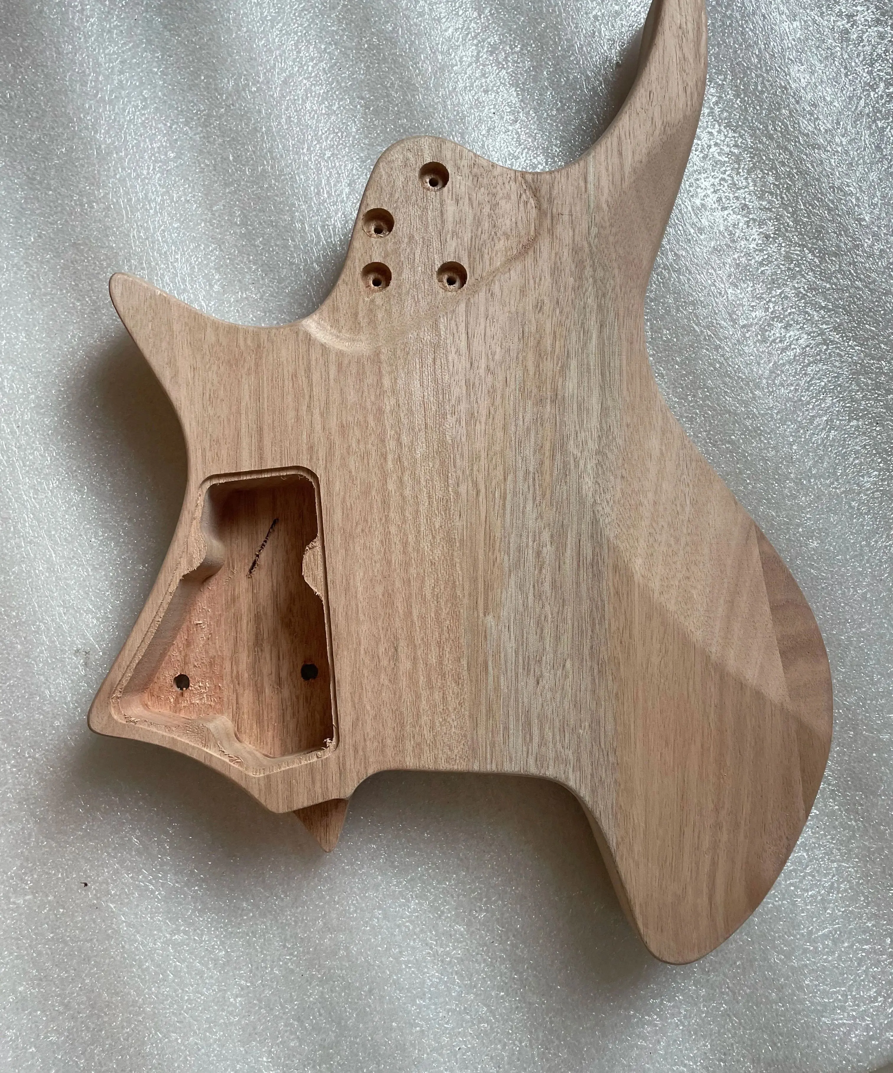 Unfinished Headless Guitar Body Unfinished Mahogany Flame Maple Veneer Top for Custom 6 String Electric Guitarra Real Photos