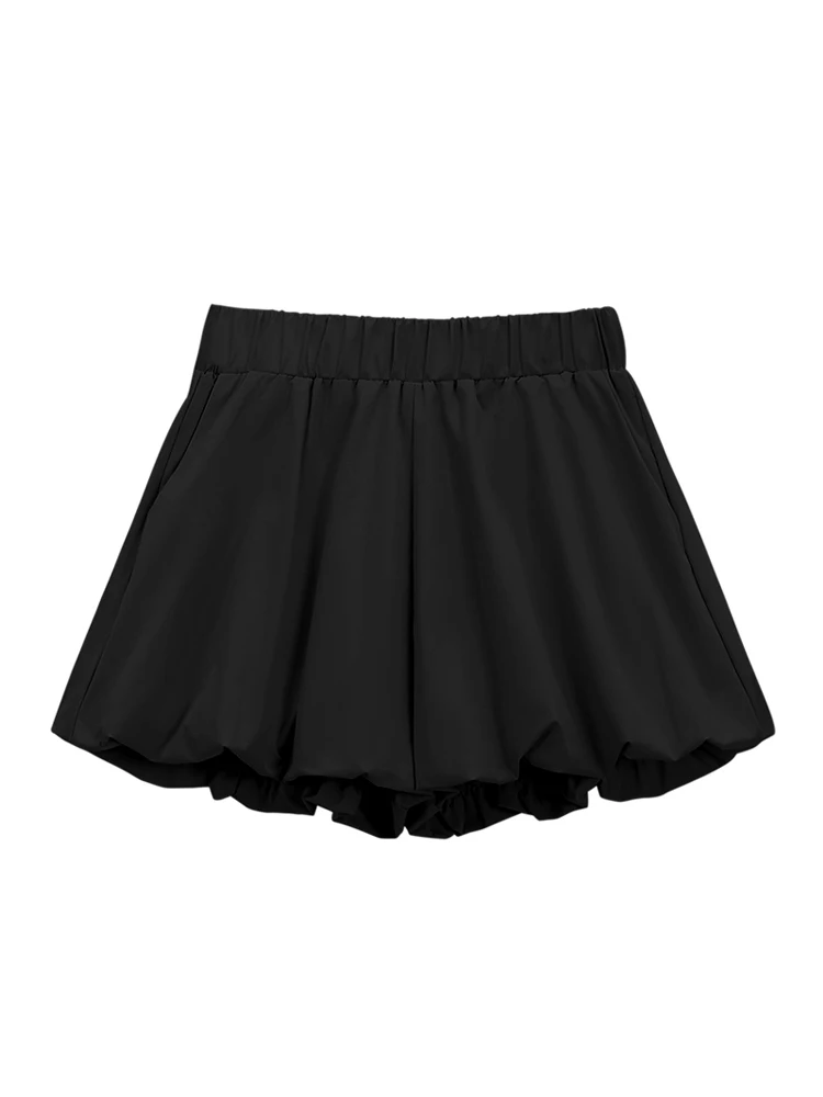 Women Casual Shorts Flower Bud Fluffy Versatile Shorts For Women Spring Summer 2025 New Black High Waist Wide Leg Casual Pants