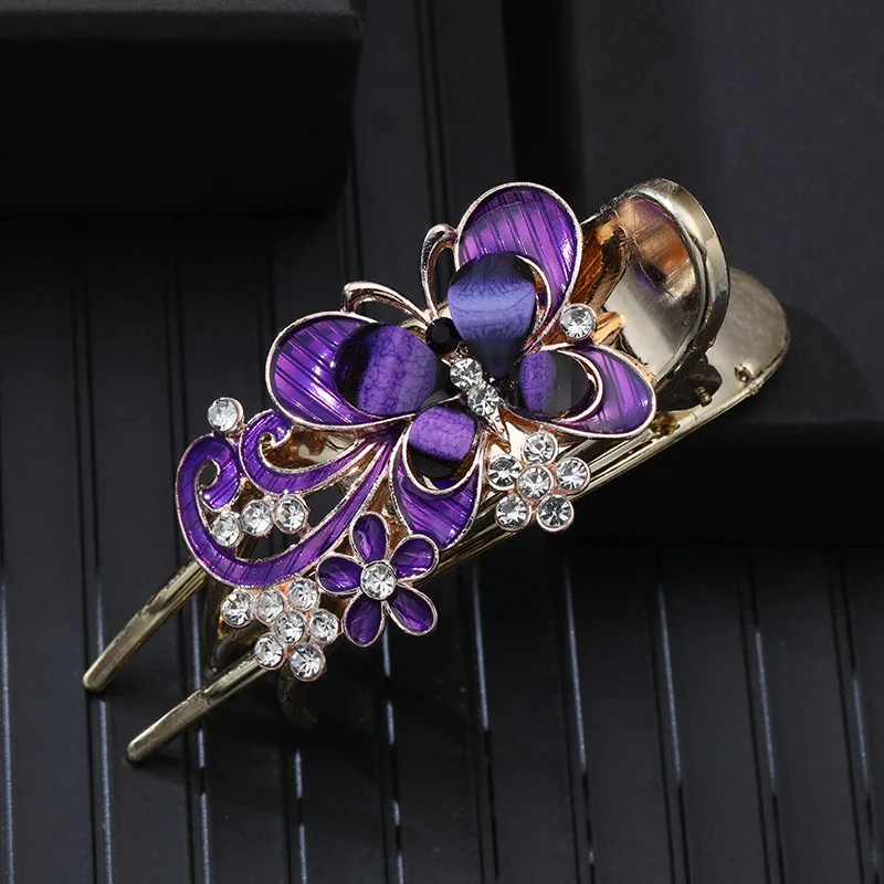 Butterflies Rhinestones Hair Clips Headgear Straight Line Hair Clips for Women