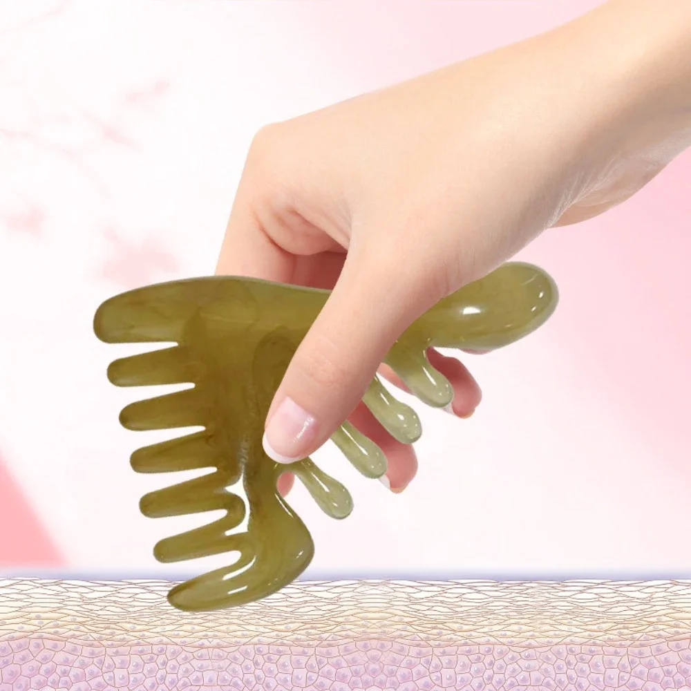 Natural Beeswax Resin SPA Gua Sha Tools Scraping Point Full Body Massage Wide Toothed Combs Scalp Massage Brush Hair Cares Tools