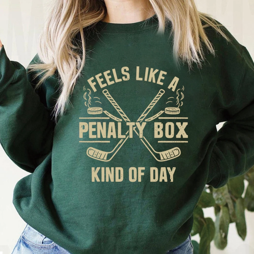 Sudadera con Estampado de Caja de Penales, Divertida Sudadera de Hockey, Camiseta para el Día del Partido, Unisex, Mangas Largas, Regalo para Fanáticos