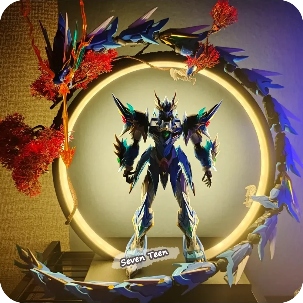 LED Light Ring Ornament Chinese Artistic Conception Toy Figure Display Stand Creative Three-color Dimmable Home Desktop Ornament