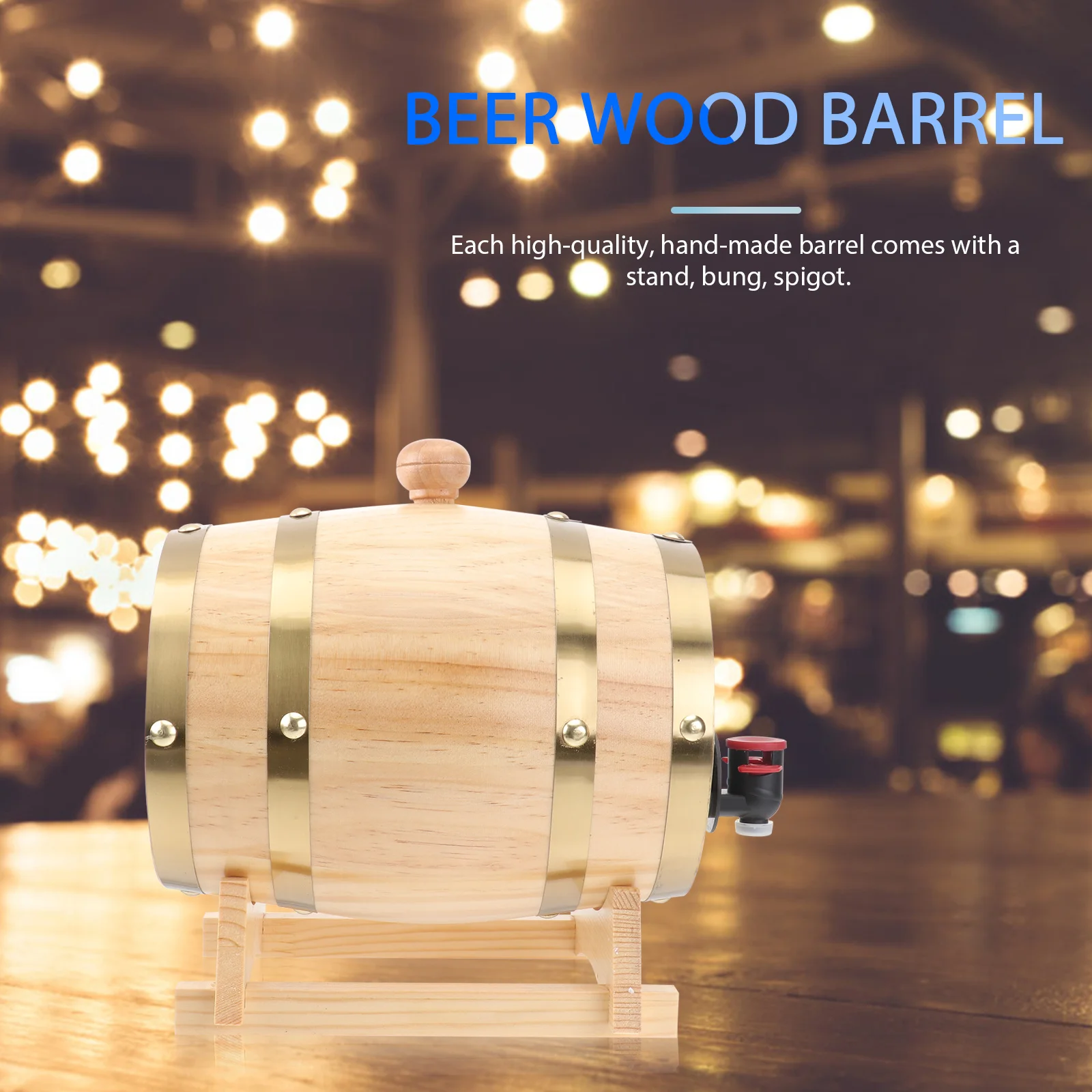 

1pc Wooden Wine Barrel Dispenser Handmade With Stand Spigot For Home Bar Decor Red Beer Cask Container Drink Bar