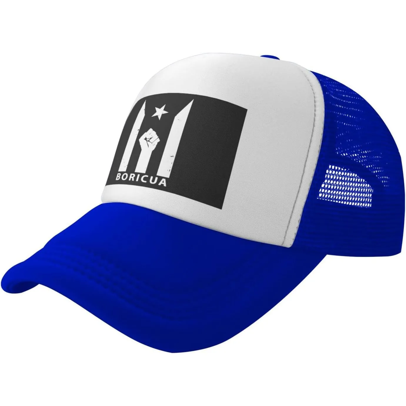 Boricua Puerto Rico Resist Fist Flag Trucker Hat Mesh Snapback Cap Unisex Casual Outdoor