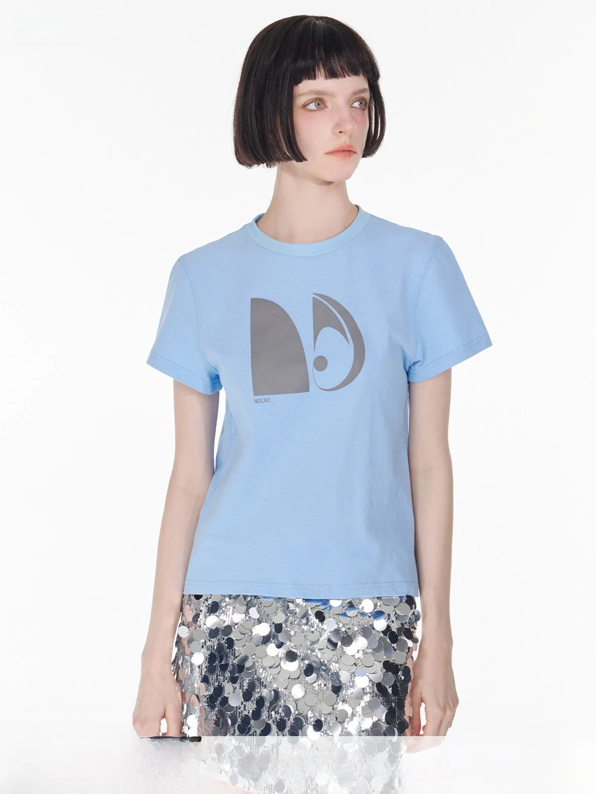 

Футболка NOCAO PROJECT Basic Fit из хлопка с принтом, повседневная, с коротким рукавом, женская, летняя, модная, с круглым вырезом, укороченная