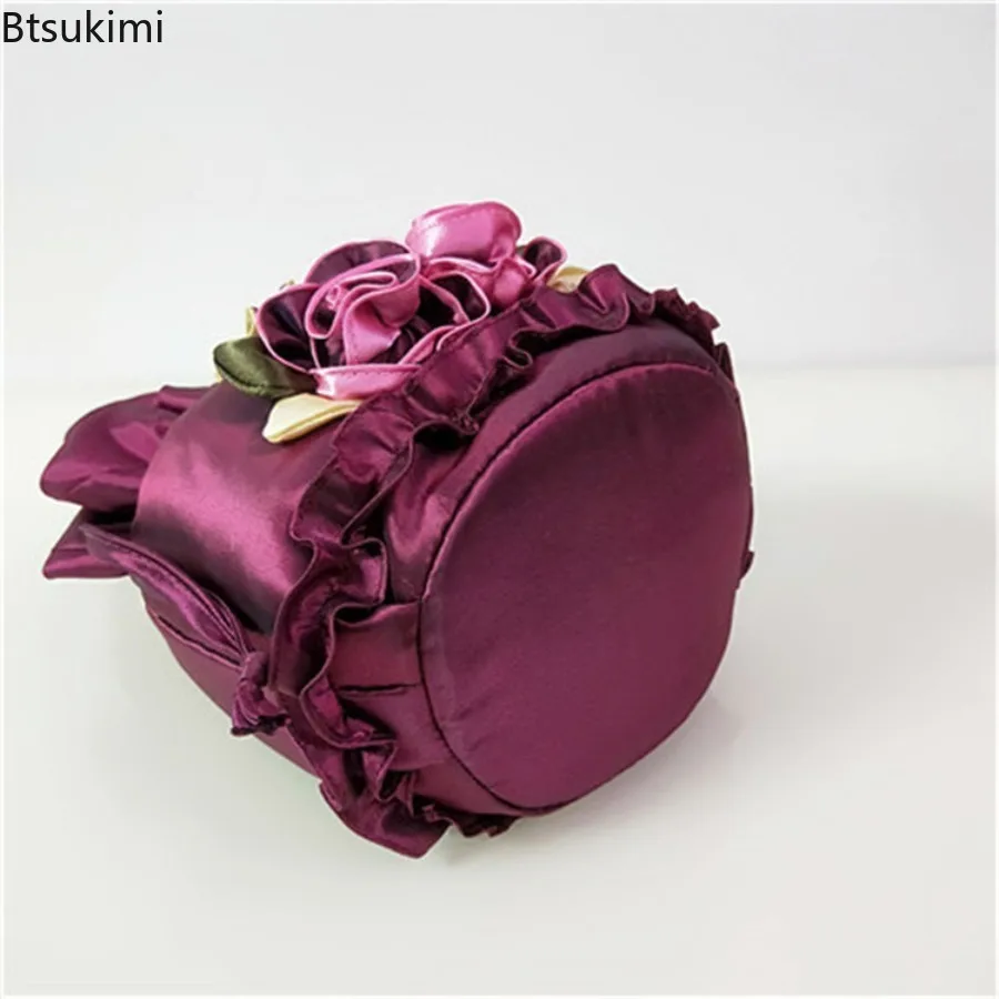 High Quality Lace Flower Bag Cell Phone Bag Daily Matching Tote Bucket Bag Ethnic Style Drawstring Purses Women's Hanfu Handbag view 6