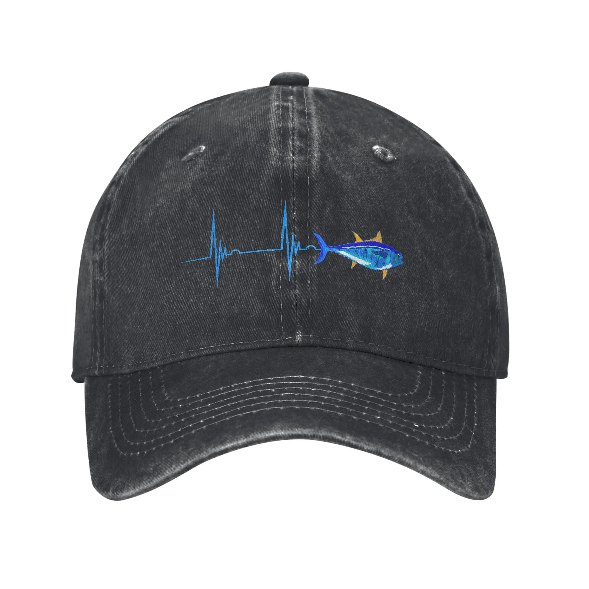Gorra de béisbol informal con latido del corazón de atún Bluefin, gorra de camionero para pesca en aguas profundas, venta al por mayor, gorra Snapback para pesca y senderismo, regalo