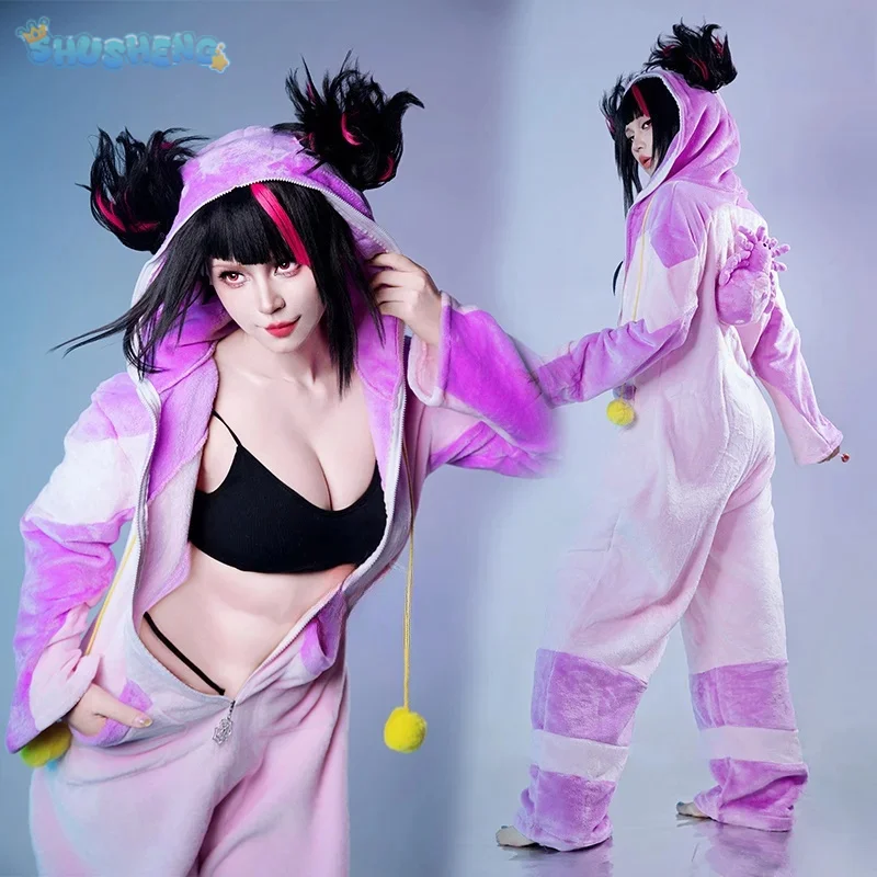 

Game Street Fighter 6 Han Juri Cosplay Costume Halloween Sweet Sleepwear Wig Men and Women Sweet Fashion Uniform Oversize