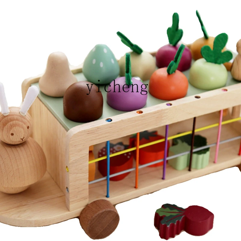 

XL Multi-Functional Selle Children's Pulling Radishes Fishing Cognitive Pairing Bunny Solid Wood