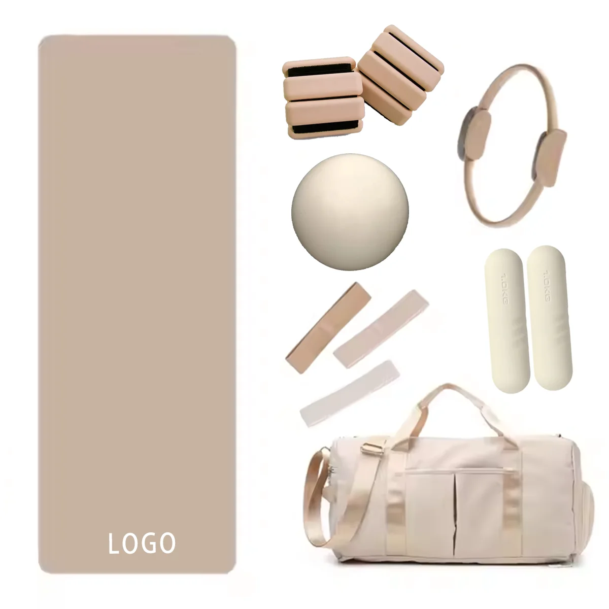 Custom Logo Gym Yoga Ball & Circle Pilates Ring Fitness Kit Silicone Ankle Weight Stretch Band Resistance Band Pilates Kit Set