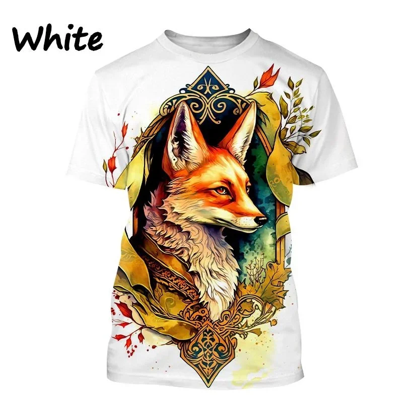 New Fashion Fox 3D Printed T-shirt Men\'s and Women\'s Summer Casual Short-sleeved Round Neck Animal Polar Fox Shirt Top