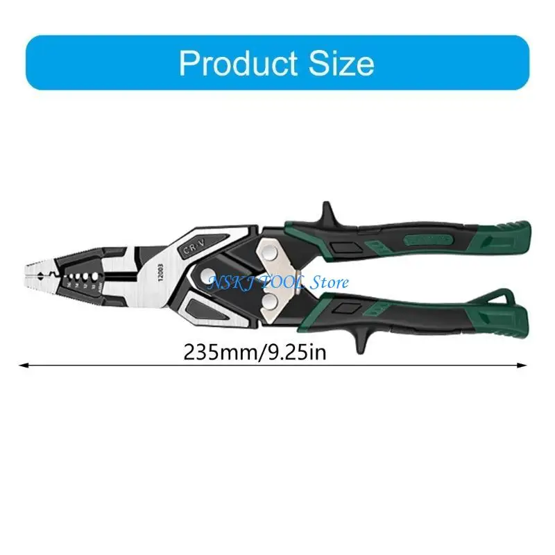 L8RC 인체 공학적 9 인치 케이블 커터 및 기술자를위한 와이어 핸들링 도구 전기 유지 보수를위한 다기능 플라이어