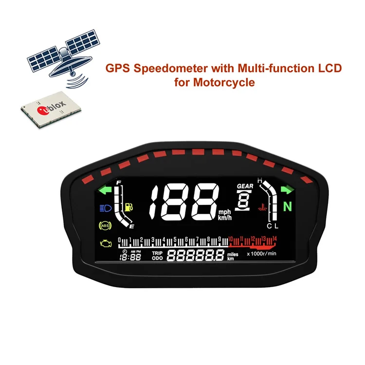 Universal Speedometer with Fuel Gage RPM Meter - No Mechanic Sensor for Motorcycle/AVT/Sleigh | LCD Display