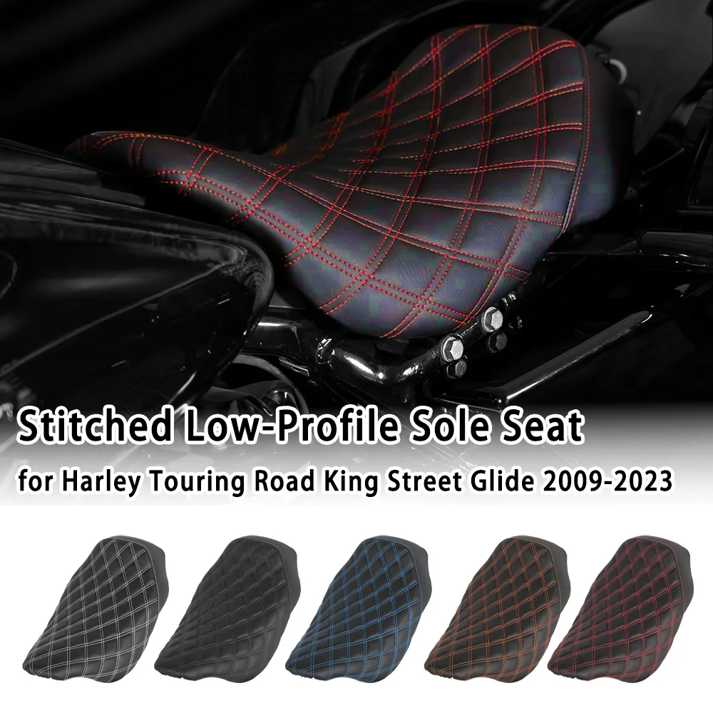 

Motorcycle Colors Stitched Low-Profile Sole Seat Driver Seat Backrest for Harley Touring Road King Street Glide 2009-2023