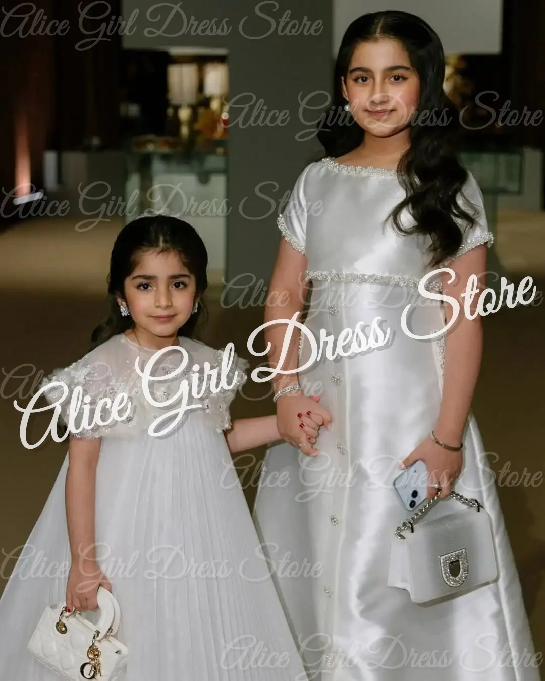 

Белые платья с короткими рукавами для девочек по индивидуальному заказу на свадьбу, расшитые бисером длиной до пола, детские платья для первого причастия, дня рождения