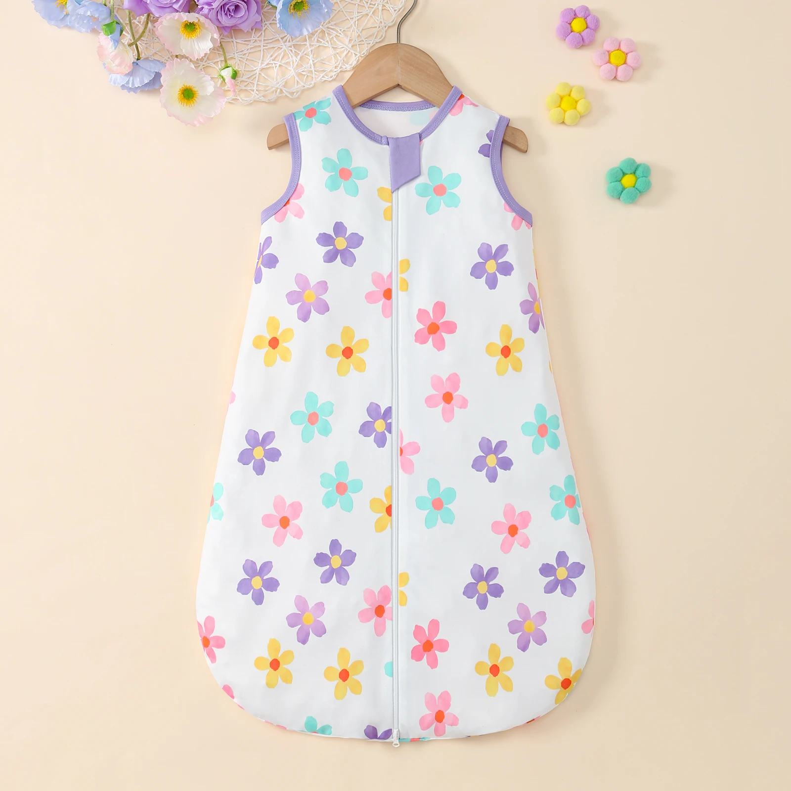 

Легкий детский спальный мешок с цветочным узором для новорожденных, с произвольной печатью, 0,5 TOG, подходит для лучшего отдыха ребенка