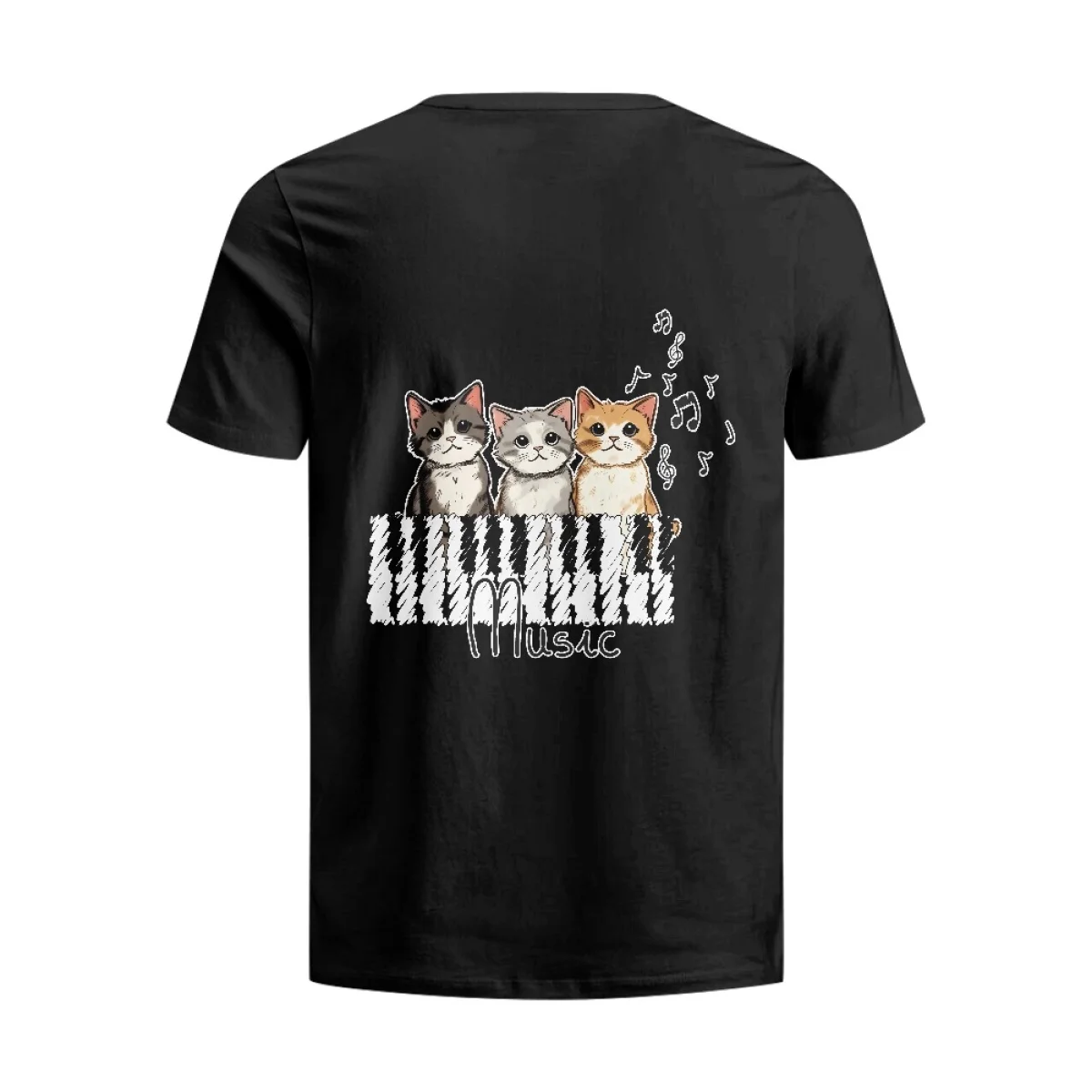 Hycool Musik Cat Print Shirt klassische Rundhals ausschnitt Kurzarm Baumwolle T-Shirts für Männer T-Shirt Top frische klassische Basic T-Shirt