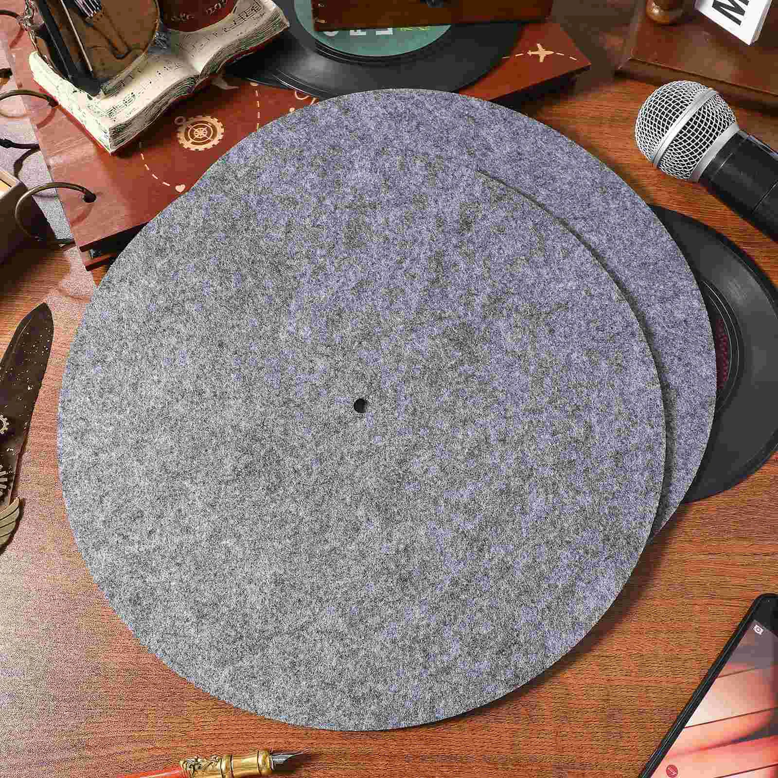 2 Pcs Record Mat Player Turntable Protection Pad Records Felt Slipmats for Vinyl