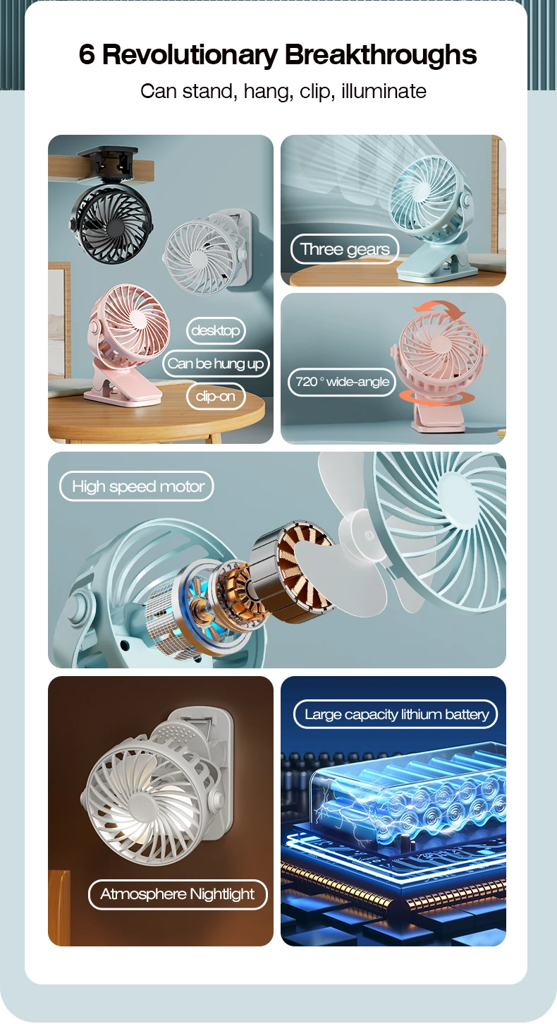 Ventilatore a clip portatile con rotazione e luce notturna_voghion.com