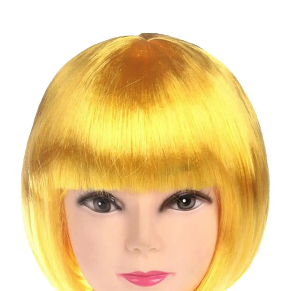 32cm Women Colorful Short Straight Wig With Bangs Natural Heat Resistant Costume Party Girls Cosplay Animes Bobo Synthetic Hair