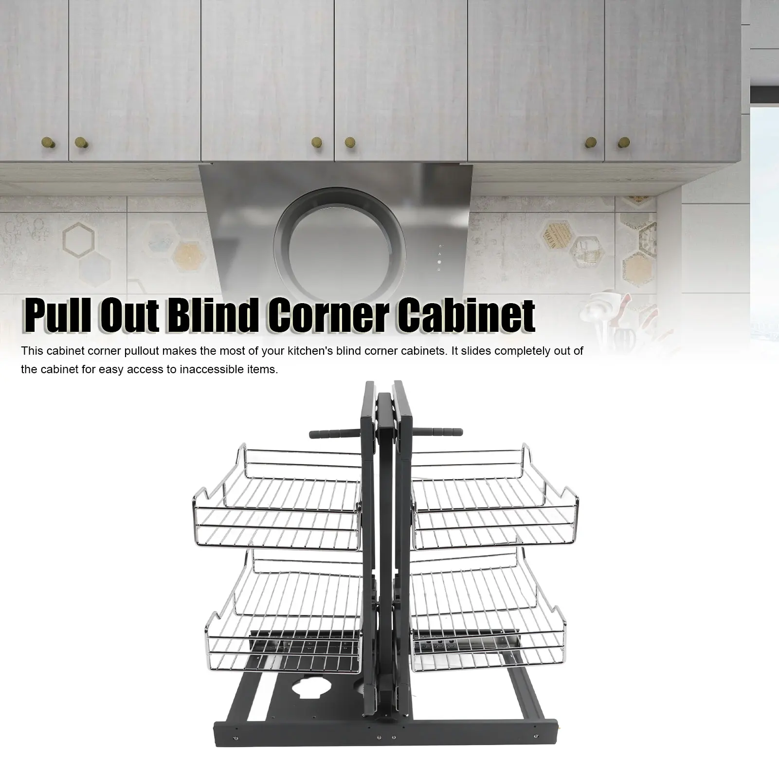 Blind Corner Pull Out Organizer 800mm Slide Out Kitchen Cabinet Organizer for Seasoning Dish