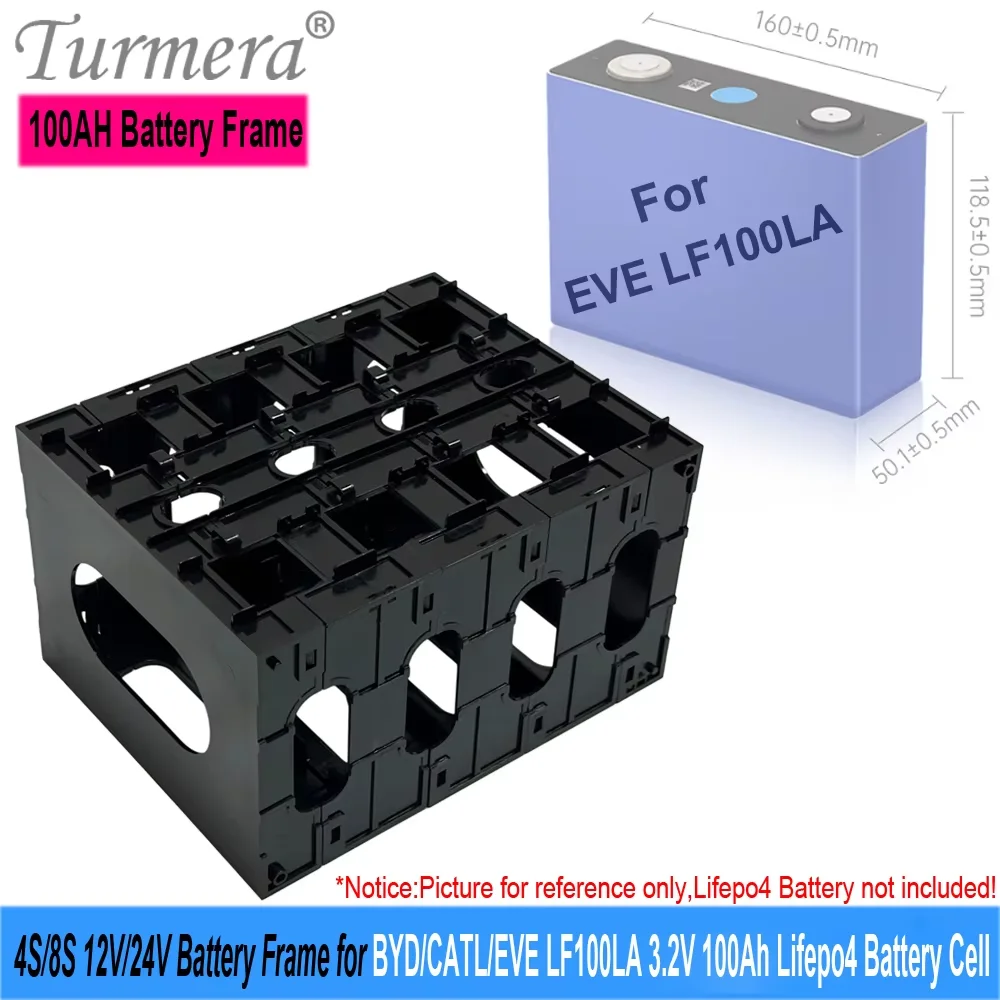 Splicable Battery Holder for CATL EVE 100Ah LiFePO4 Cells 12V 24V 48V DIY Kit Flame Retardant ABS+PC Material with Secure Latche