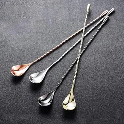 30cm Long Handle Cocktail Stirrers Bartender Mixing Stick Spoon Stainless Steel Barman Kit Accessories Whisky Shaker Bar Kitchen