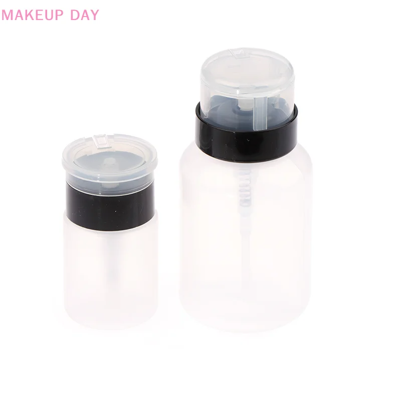 1Pc 60/200ml Empty Press Nail Bottle Pump Dispenser Plastic Polish Portable Liquid Makeup Remover Cleaner Manicure Tool