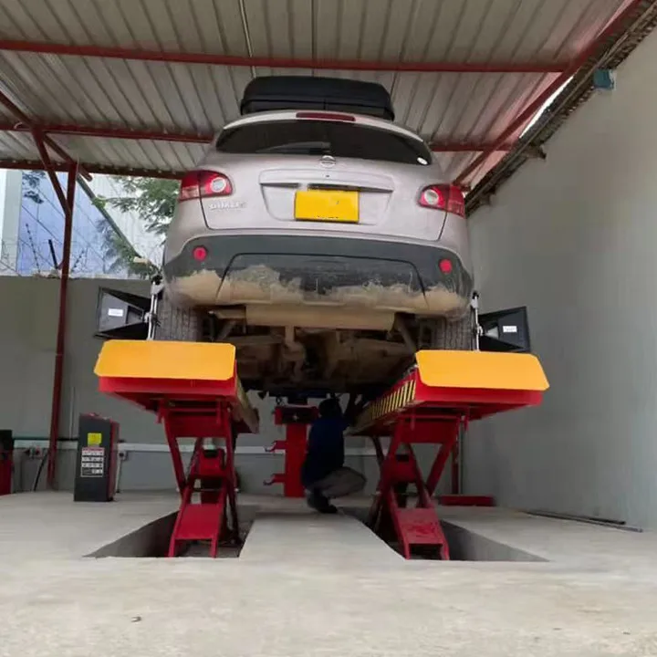 Heavy Duty In-ground Full Rise Large Scissor Car Lift Double Cylinder Hydraulic Hoist For 4S Store Vehicle Inspection Center