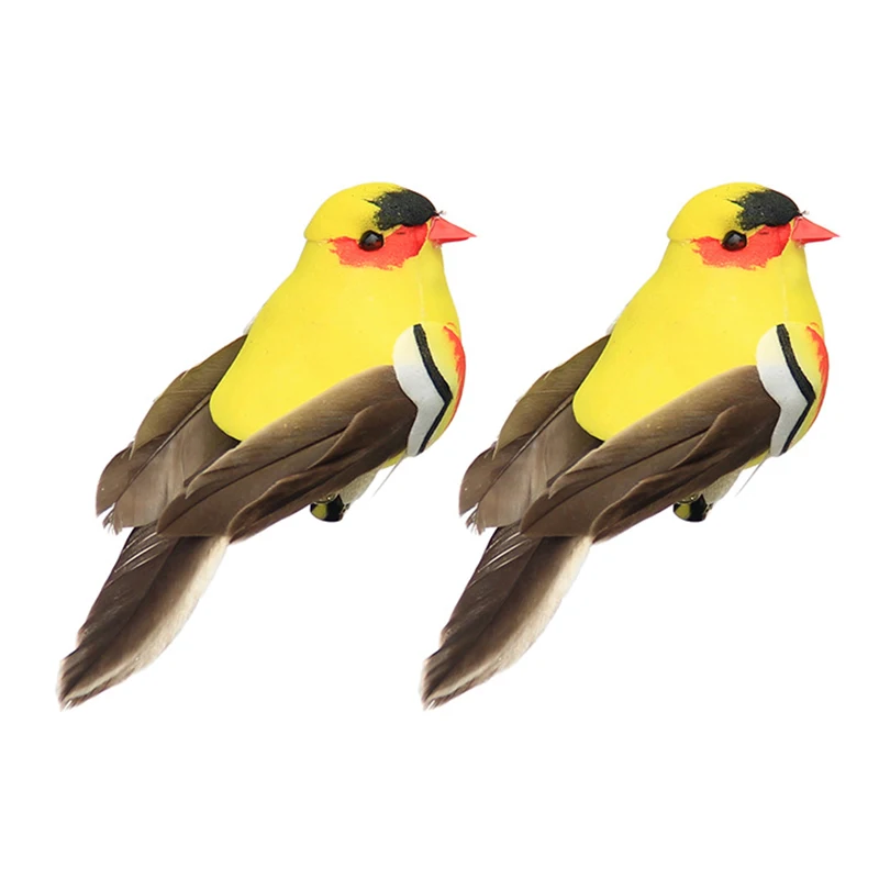 Decoración de Pájaro Oropela Artificial, Adorno Artesanal de Pájaro con Plumas Artificiales, Simulación de Pájaro Pequeño, Decoración para Jardín Exterior