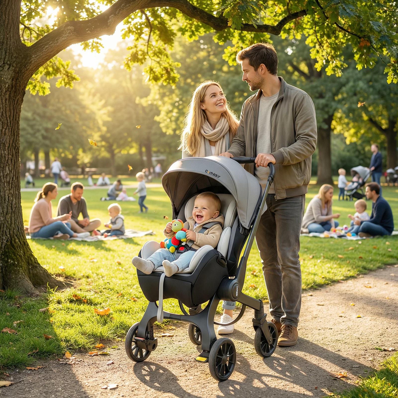 Multi-functional Baby Stroller, Foldable Newborn Stroller, Outdoor Handcart, Adjustable Backrest, Bidirectional Push High View