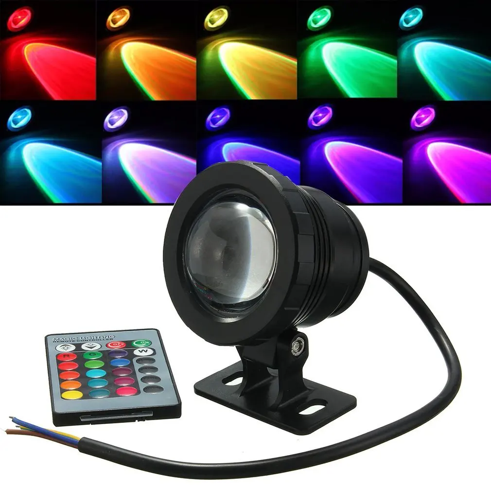 Pool Pond Spotlight RGB LED Light Waterproof 10W Garden Fountain Super Bright Underwater Light Lamp With Remote Control