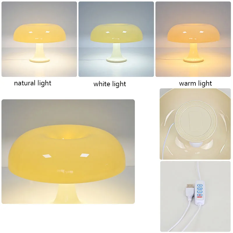 Imagem -05 - Danish Design Cogumelo Led Table Lamp Decoração Simples Night Lamp Quarto Criativo Sala de Estar Desktop Lighting Fixture