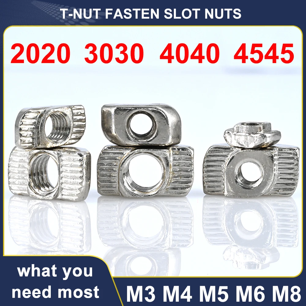 T-nut Sliding T Nut Hammer Drop In Nut Fasten Connector 2020 3030 4040 4545 Aluminum Extrusion Profile  M3 M4 M5 M6 M8 Slot Nuts