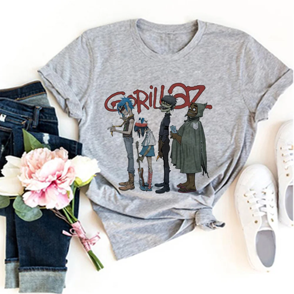 Gorillaz t-shirts women anime manga Y2K t-shirts girl anime 2000s clothing