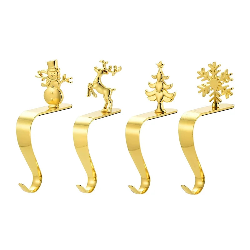 BAAG-حامل تخزين عيد الميلاد، خطاف رف ذهبي اللون شجرة ندفة الثلج عطلة الديكور عيد الميلاد شنطة هدايا جورب دائم