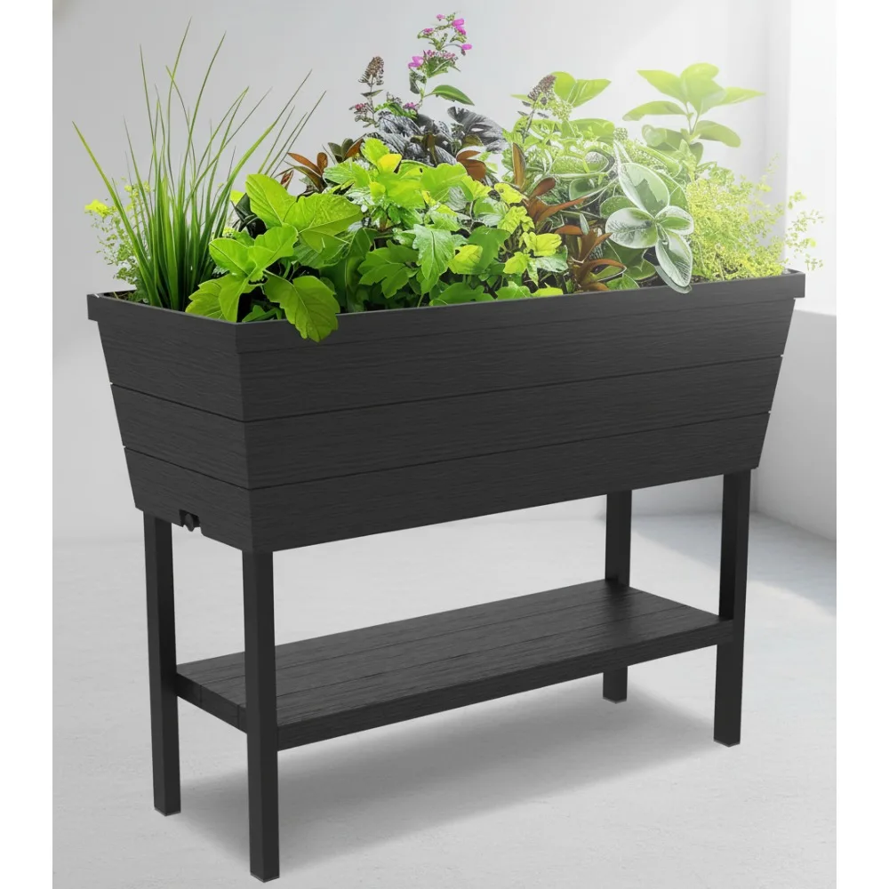 

12.7 Gallon Self-Watering Raised Garden Bed with Water Gauge & Drainage - Perfect for Urban Balcony Herb Gardens