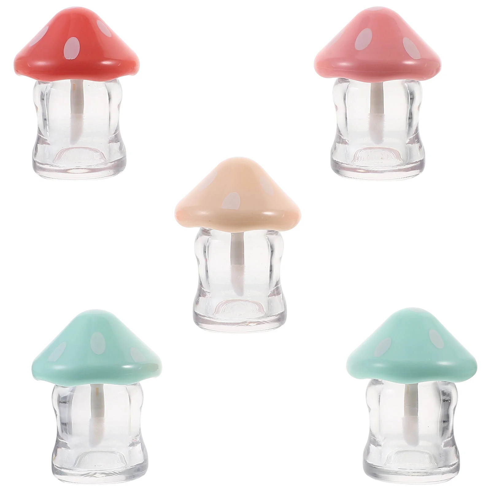 

5 Pcs Lip Gloss Containers Mushroom Glaze Tube Tint Lipgloss Tubes Balm Empty with Hat Glosses