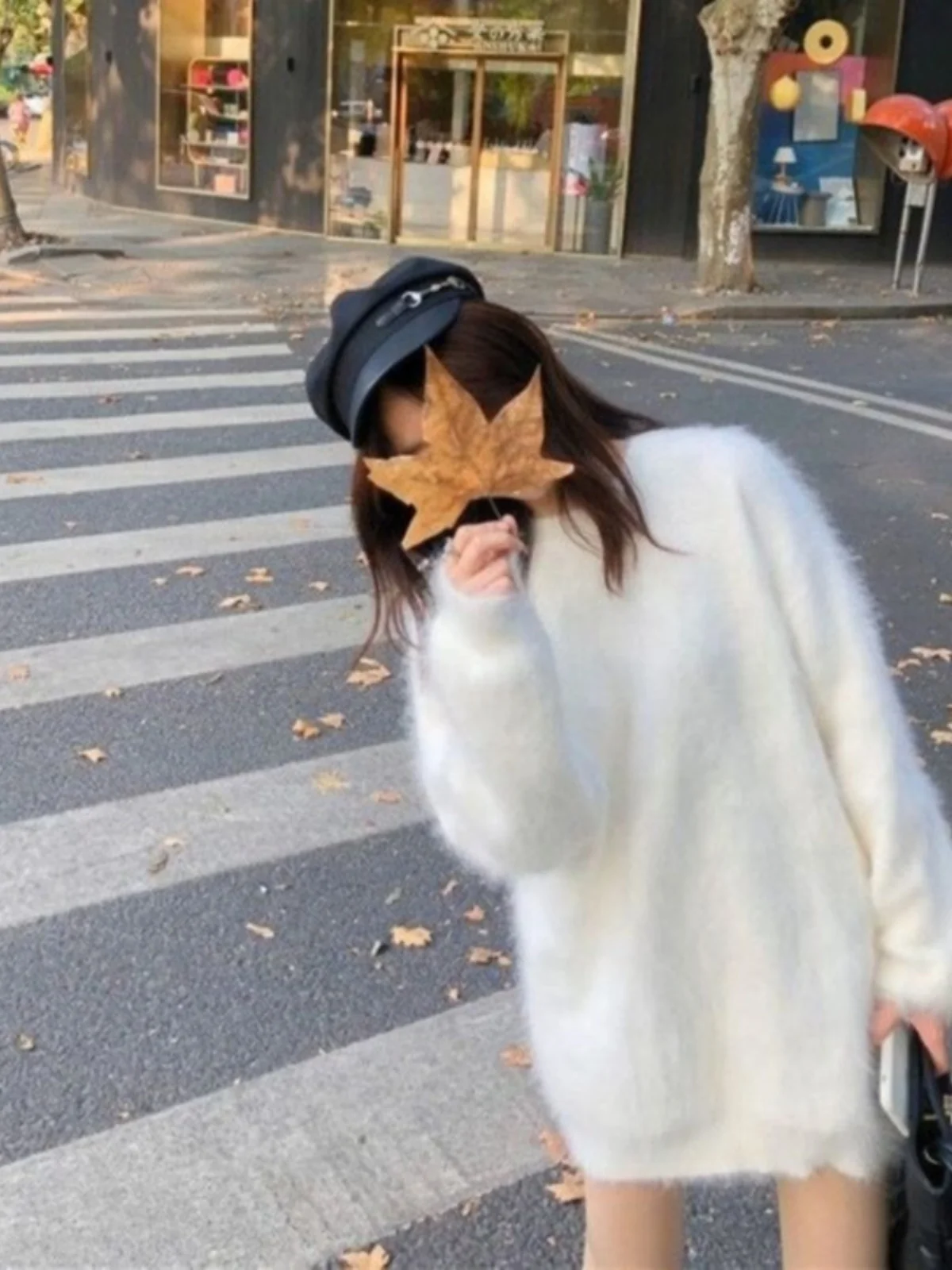 Spring Autumn Loose Knitted Lazy Sle Light een Outerwear Soft Thiened Hooded Sweatirt Women's Sea  Hair Sweater