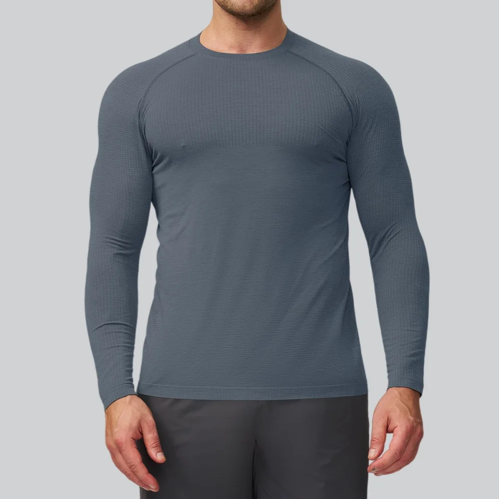 Men Sport T-shirt Fitness Bodybuilding Long Sleeve Men Elastic Gym Training T-shirt Fitness Workout Tights Sport Top Running Tee