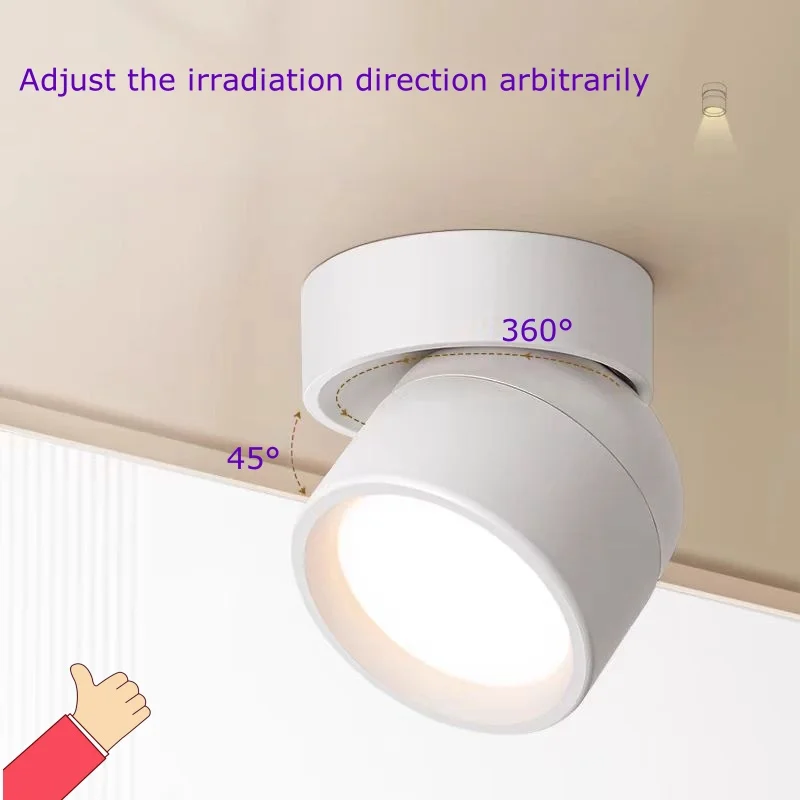 360 °   Rotatif monté en Surface LED Downlight Dimmable 5W7W9W12W15W18W20W plafonnier AC90V-285V ampoule lampe salon
