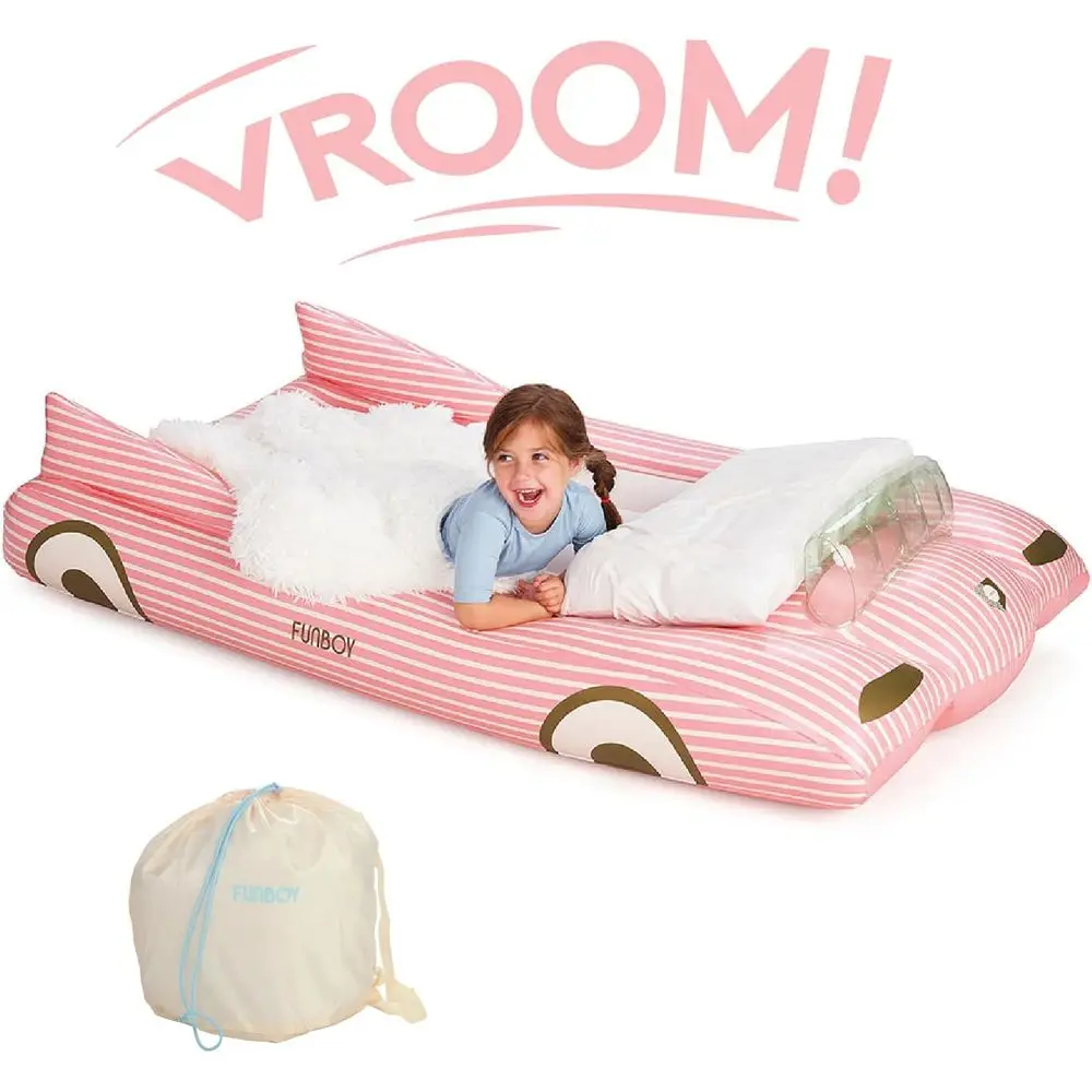 Portable Pink Twin Inflatable Bed with Carry Bag for Kids Sleepovers