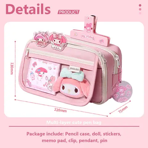 Kawaii Pencil Case DIY Set Cute Korean Stationery Supplies Pen Pouch School Desk Organizer Large Capacity Waterproof
