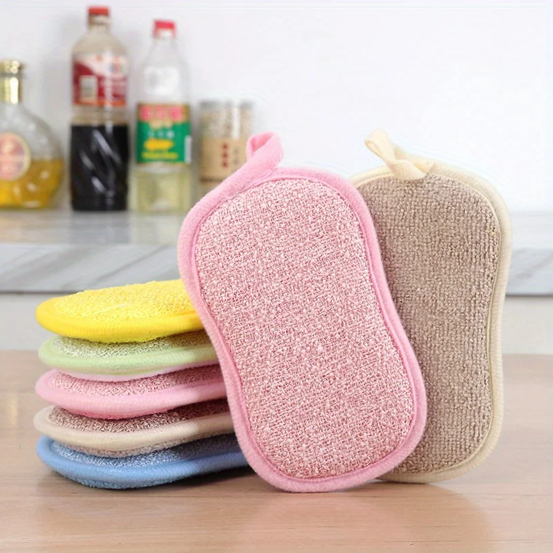 5pcs Kitchen Cleaning Sponge Double Sided Sponge Scrubber Sponges for Dishwashing Scouring Pad Dish Cloth Kitchen Cleaning Tools