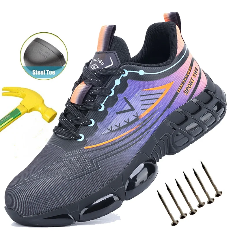 

Ultra-Durable Safety Boots for Men Steel Toe Work Boots Anti-smash Anti-Puncture Safety Shoes for Construction & Outdoor Labor
