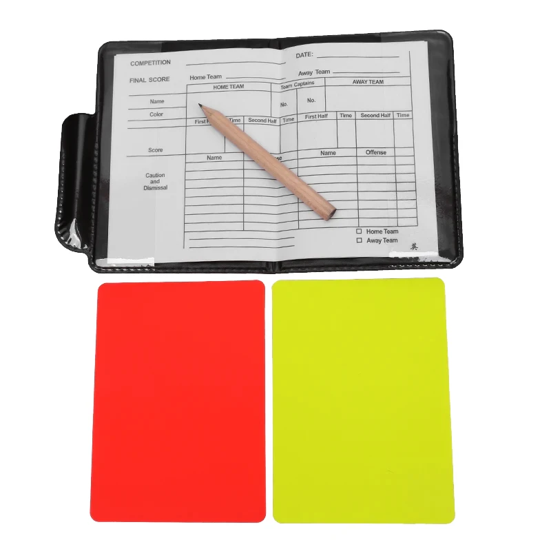 1PC Football Red And Yellow Card Set Referee Tool With Leather Wallet And Pencil Recording Paper Warning And Cards